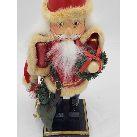 Nutcracker Santa Claus Christmas Decor Red Cape Holding Toy Bag Size 14" - Picture 12 of 16